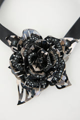 Lanvin Leather & Metal Flower Choker Necklace