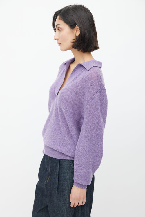 Khaite Purple Cashmere V-Neck Sweater