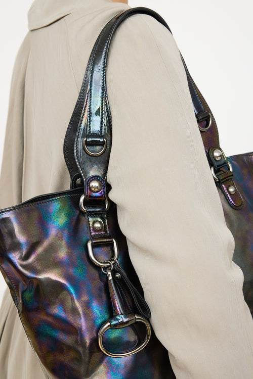 Gucci Iridescent Patent Leather Icon Bit Tote