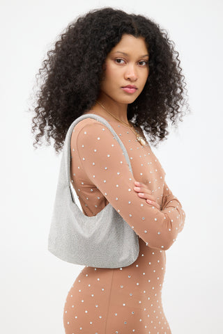 Kara Silver Crystal Mesh Armpit Bag