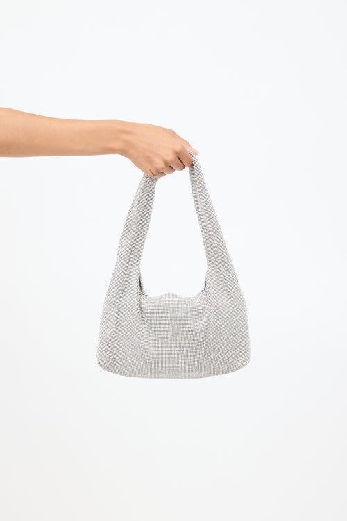 Kara Silver Crystal Mesh Armpit Bag