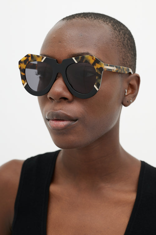 Karen Walker Black & Multicolour One Splash Sunglasses