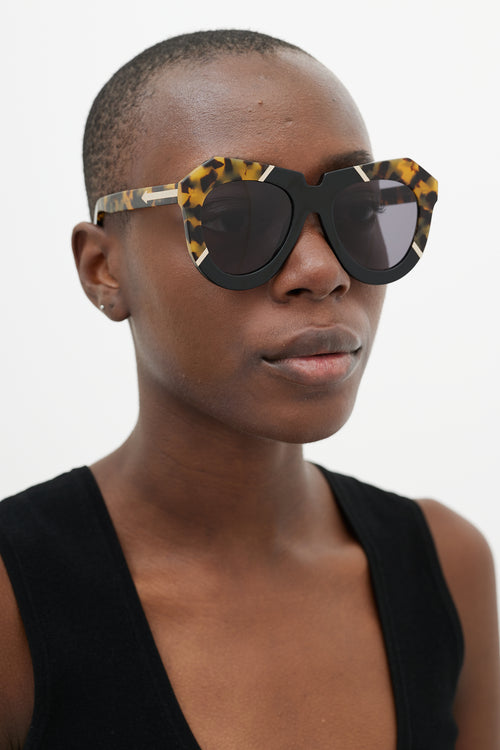 Karen Walker Black & Multicolour One Splash Sunglasses