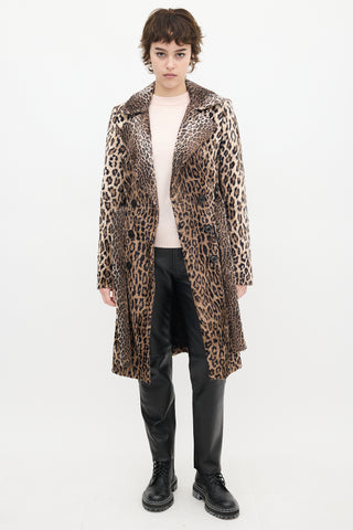 Karen Millen Brown & Black Faux Fur Printed Coat