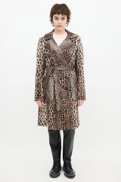 Karen Millen Brown & Black Faux Fur Printed Coat