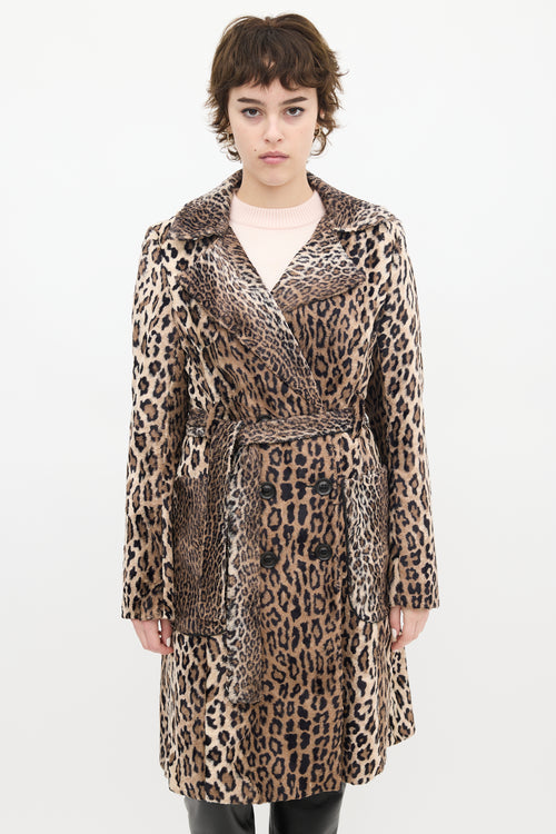 Karen Millen Brown & Black Faux Fur Printed Coat