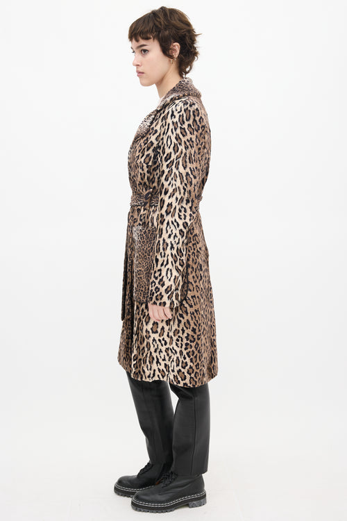 Karen Millen Brown & Black Faux Fur Printed Coat