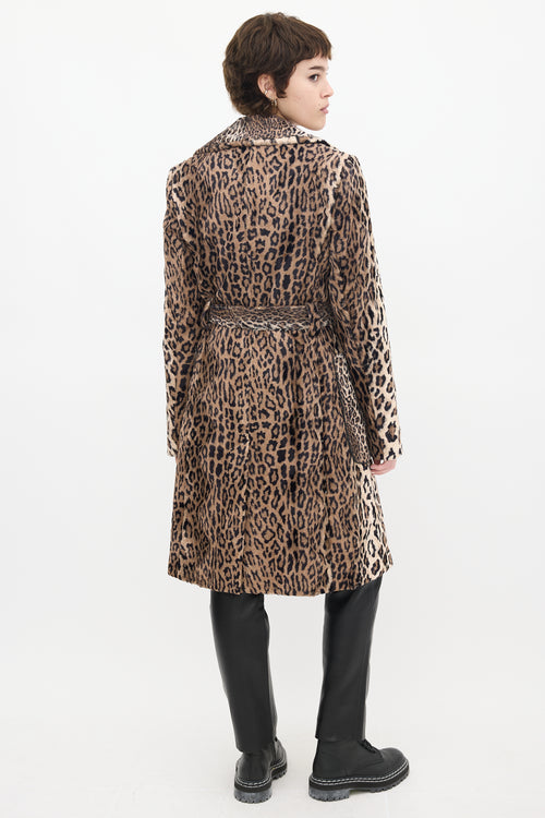 Karen Millen Brown & Black Faux Fur Printed Coat