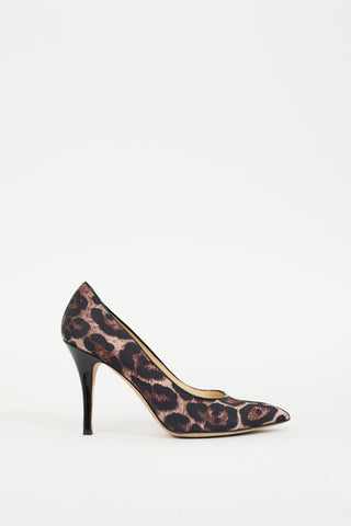 Kate Spade Black & Brown Satin Printed Pump