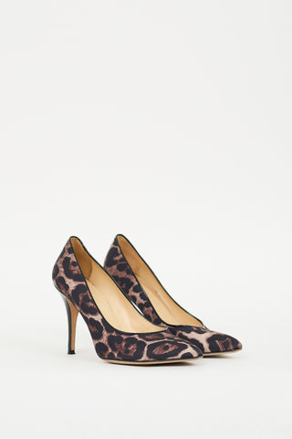 Kate Spade Black & Brown Satin Printed Pump