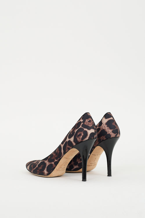 Kate Spade Black & Brown Satin Printed Pump