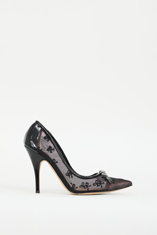 Kate Spade Black Mesh Lisa Bow Pump