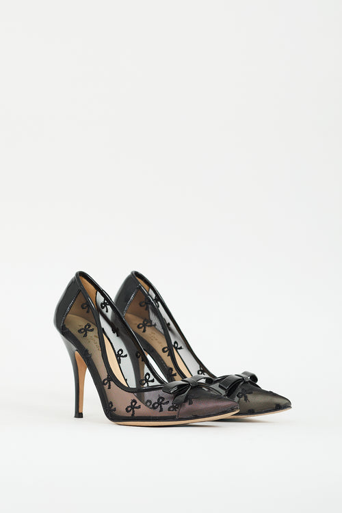 Kate Spade Black Mesh Lisa Bow Pump