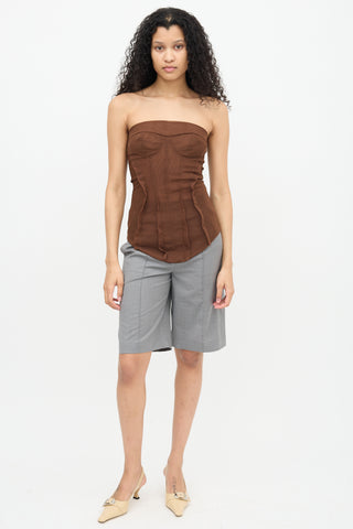 Kathryn Bowen Brown Mesh Bustier  Top