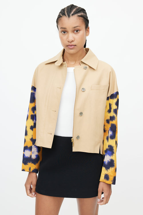 Kenzo Beige & Multicolour Logo Print Jacket