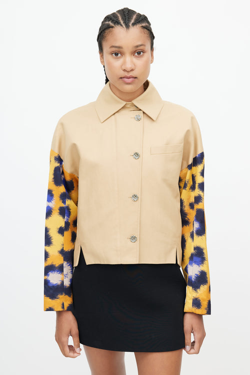 Kenzo Beige & Multicolour Logo Print Jacket