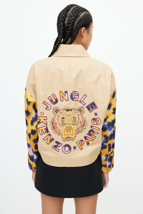 Kenzo Beige & Multicolour Logo Print Jacket