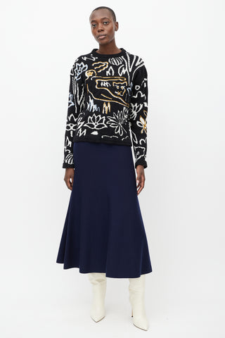 Kenzo Black & Multicolour Jacquard Wool Sweater