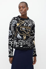 Kenzo Black & Multicolour Jacquard Wool Sweater