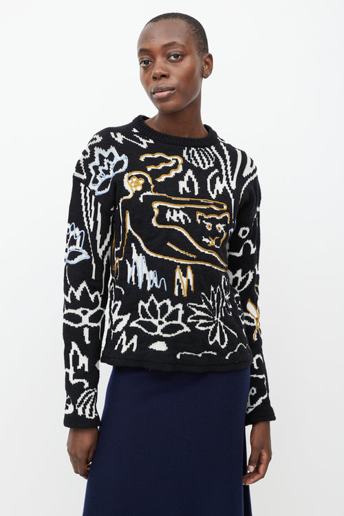 Kenzo Black & Multicolour Jacquard Wool Sweater