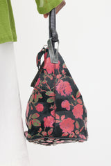 Kenzo Black & Multicolour Leather Floral Studded Bag