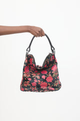Kenzo Black & Multicolour Leather Floral Studded Bag