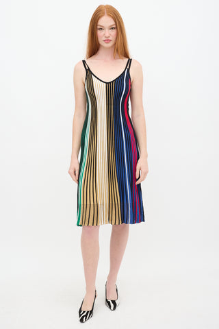 Kenzo Black & Multicolour Stripe Ribbed Dress