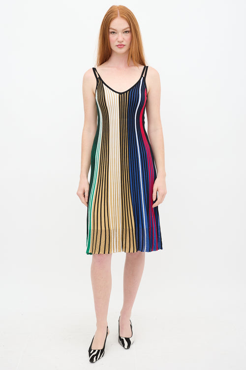 Kenzo Black & Multicolour Stripe Ribbed Dress