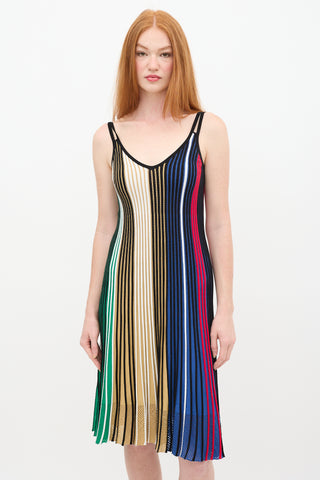 Kenzo Black & Multicolour Stripe Ribbed Dress