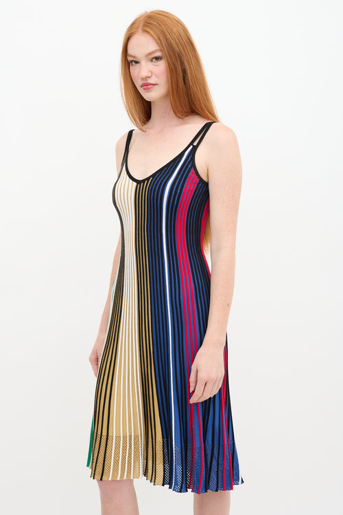 Kenzo Black & Multicolour Stripe Ribbed Dress