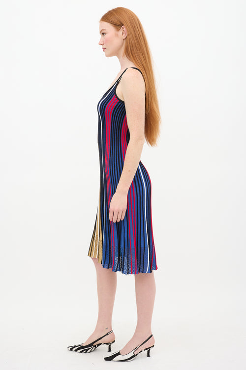 Kenzo Black & Multicolour Stripe Ribbed Dress