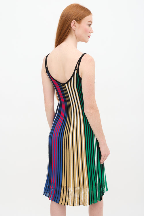 Kenzo Black & Multicolour Stripe Ribbed Dress