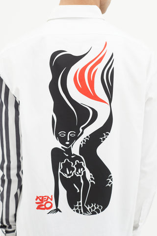 Kenzo Black & White Mermaid Striped Shirt
