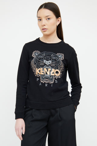 Kenzo Black & Gold Logo Crewneck Sweatshirt