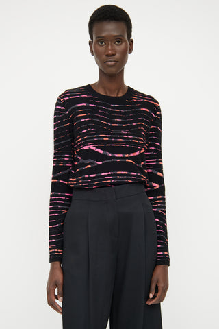 Kenzo Pink & Black Knit Long Sleeve Top