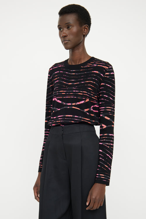 Kenzo Pink & Black Knit Long Sleeve Top