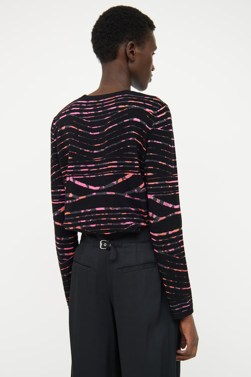 Kenzo Pink & Black Knit Long Sleeve Top