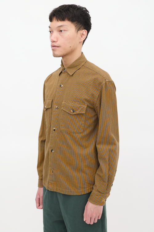 Kenzo Brown & Black Striped Two Pocket Shirt