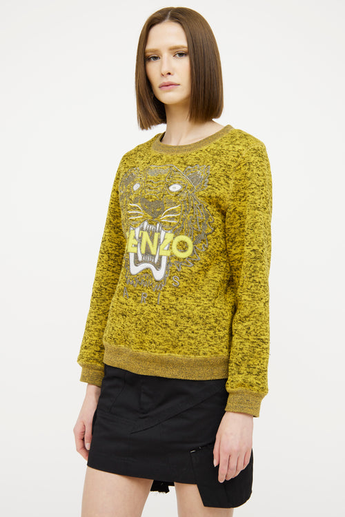 Kenzo Yellow Embossed Graphic Print Sweater