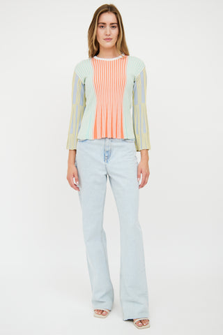 Kenzo Pink & Multi Pastel Rib Knit Shirt