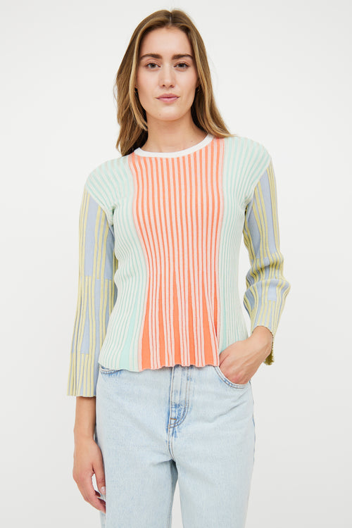 Kenzo Pink & Multi Pastel Rib Knit Shirt