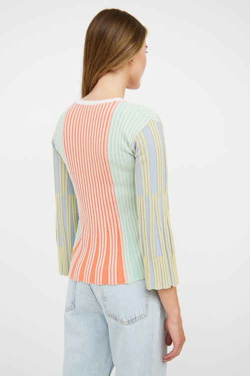 Kenzo Pink & Multi Pastel Rib Knit Shirt