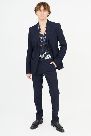 Kenzo Navy Textured Suit
