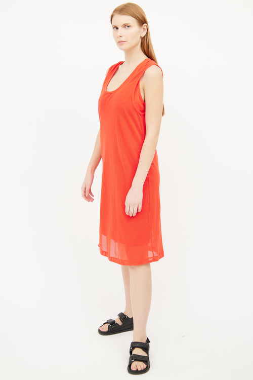 Kenzo Orange Layered  Perforated  Dress