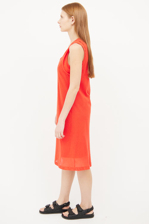 Kenzo Orange Layered  Perforated  Dress