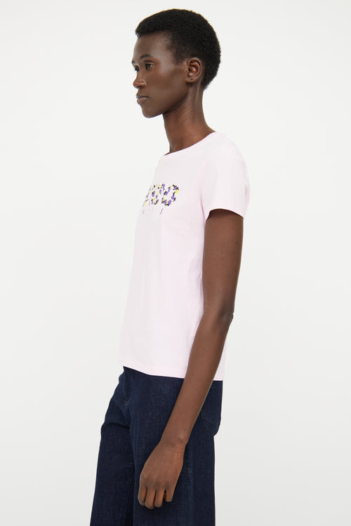 Kenzo Pink Floral Logo Top