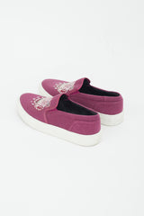 Kenzo Purple & Multicolour Embroidered Slip On Sneaker