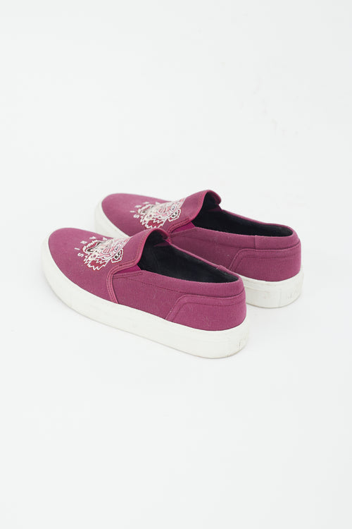 Kenzo Purple & Multicolour Embroidered Slip On Sneaker