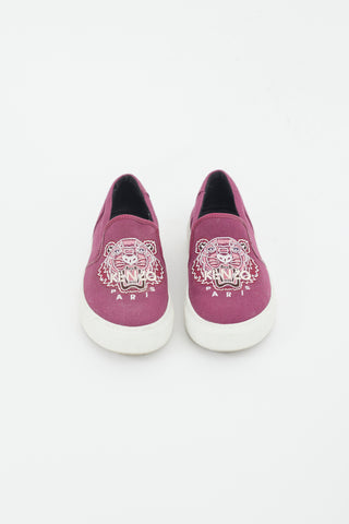 Kenzo Purple & Multicolour Embroidered Slip On Sneaker