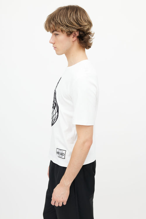 Kenzo White Embroidered Peace Sign T-Shirt